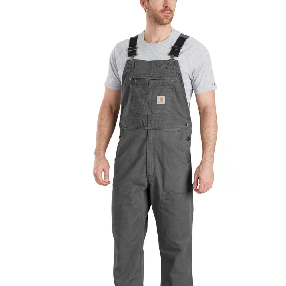 Carhartt Rugged Flex Relaxed Fit Canvas Bib Overalls Dungarees 32x34 Gray Work